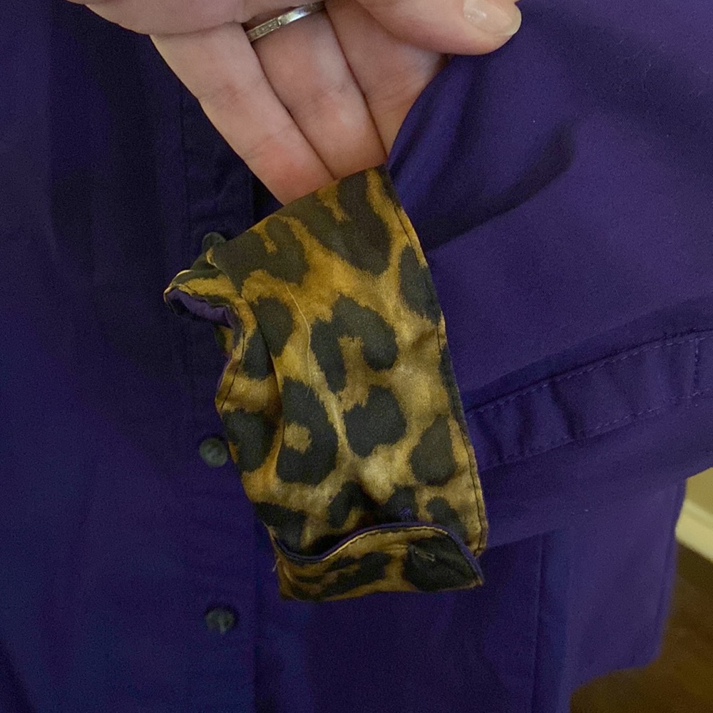 Purple Express Button Down With Roll Up Sleeves O… - image 3